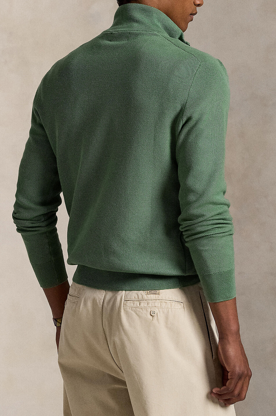 POLO RALPH LAUREN Pony piqué knit half-zip stand-up collar jumper Men GREEN 3