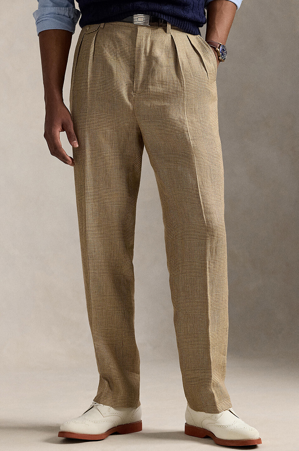 POLO RALPH LAUREN Pantalon à pinces motif Prince-de-Galles Whitman Homme MARRON 2
