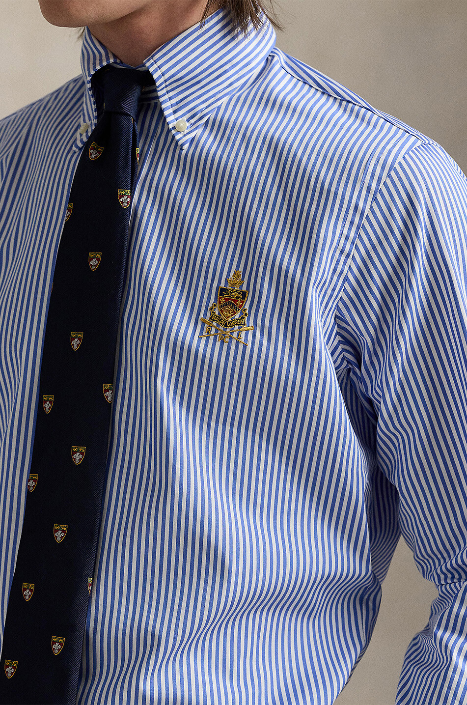 POLO RALPH LAUREN Gestreiftes Hemd mit Stickerei Classic Fit Crest Herren BLAU 5