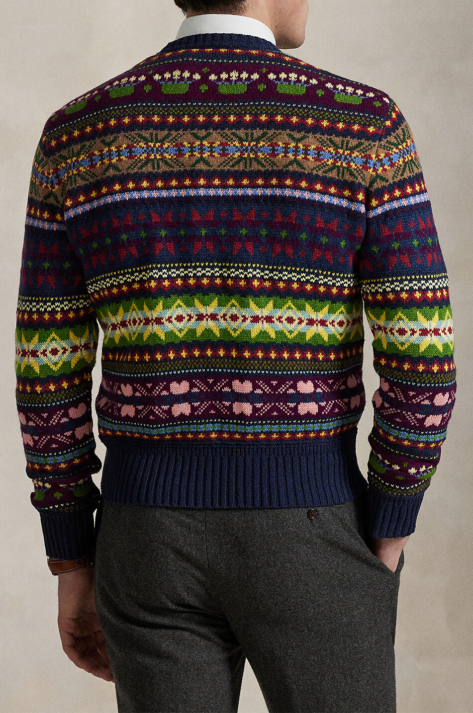 POLO RALPH LAUREN Fair Isle cotton blend jacquard jumper Men DARK BLUE 3