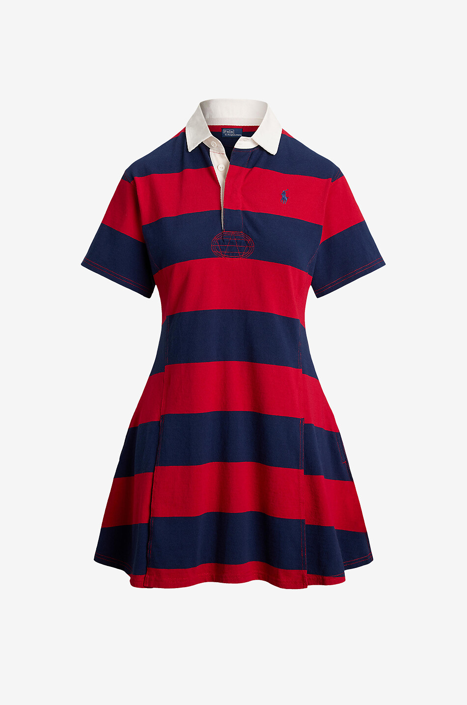 Rugby fit-and-flare striped jersey mini dress
