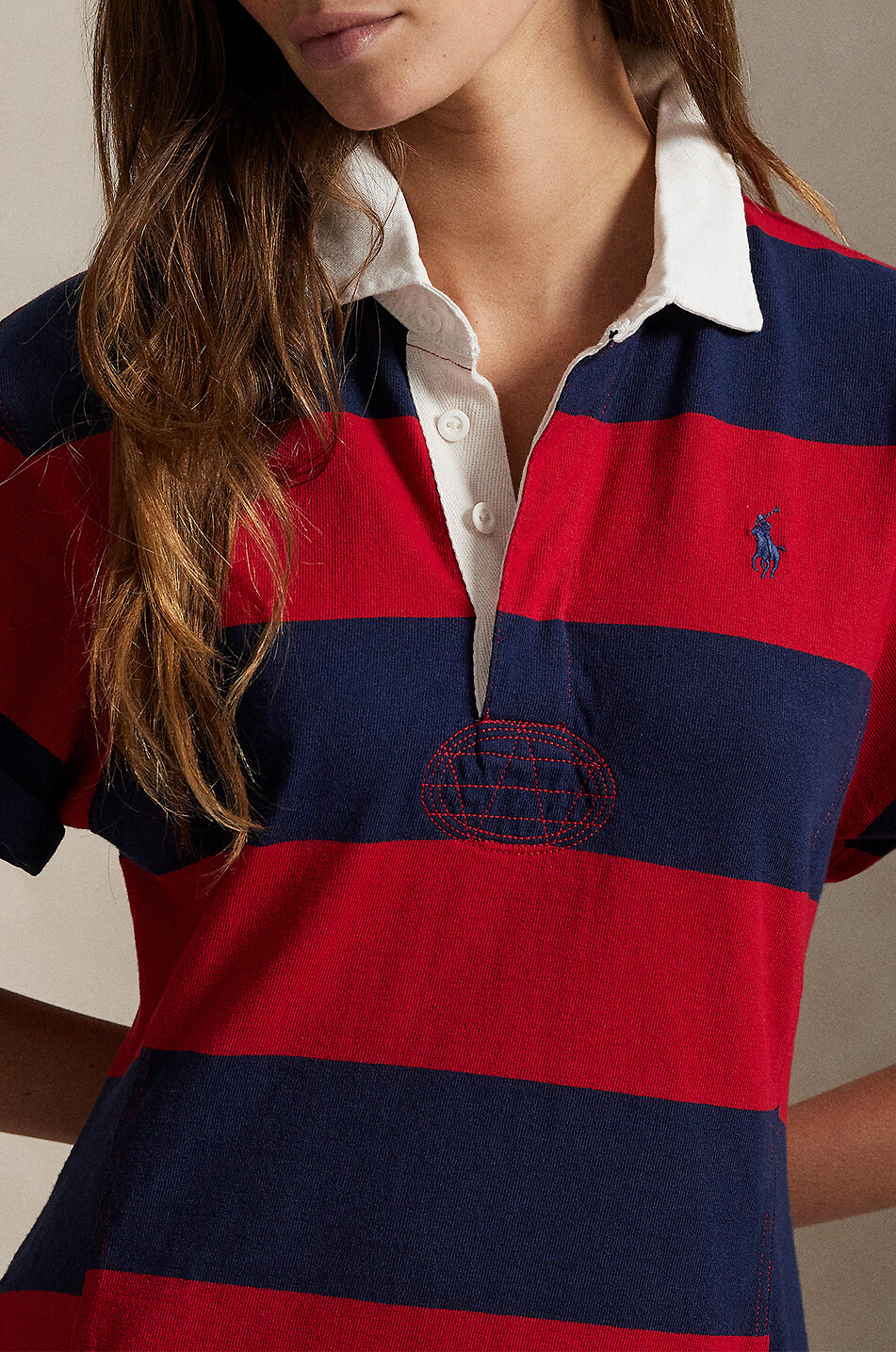 POLO RALPH LAUREN Rugby fit-and-flare striped jersey mini dress Women MULTI COLOURED 4