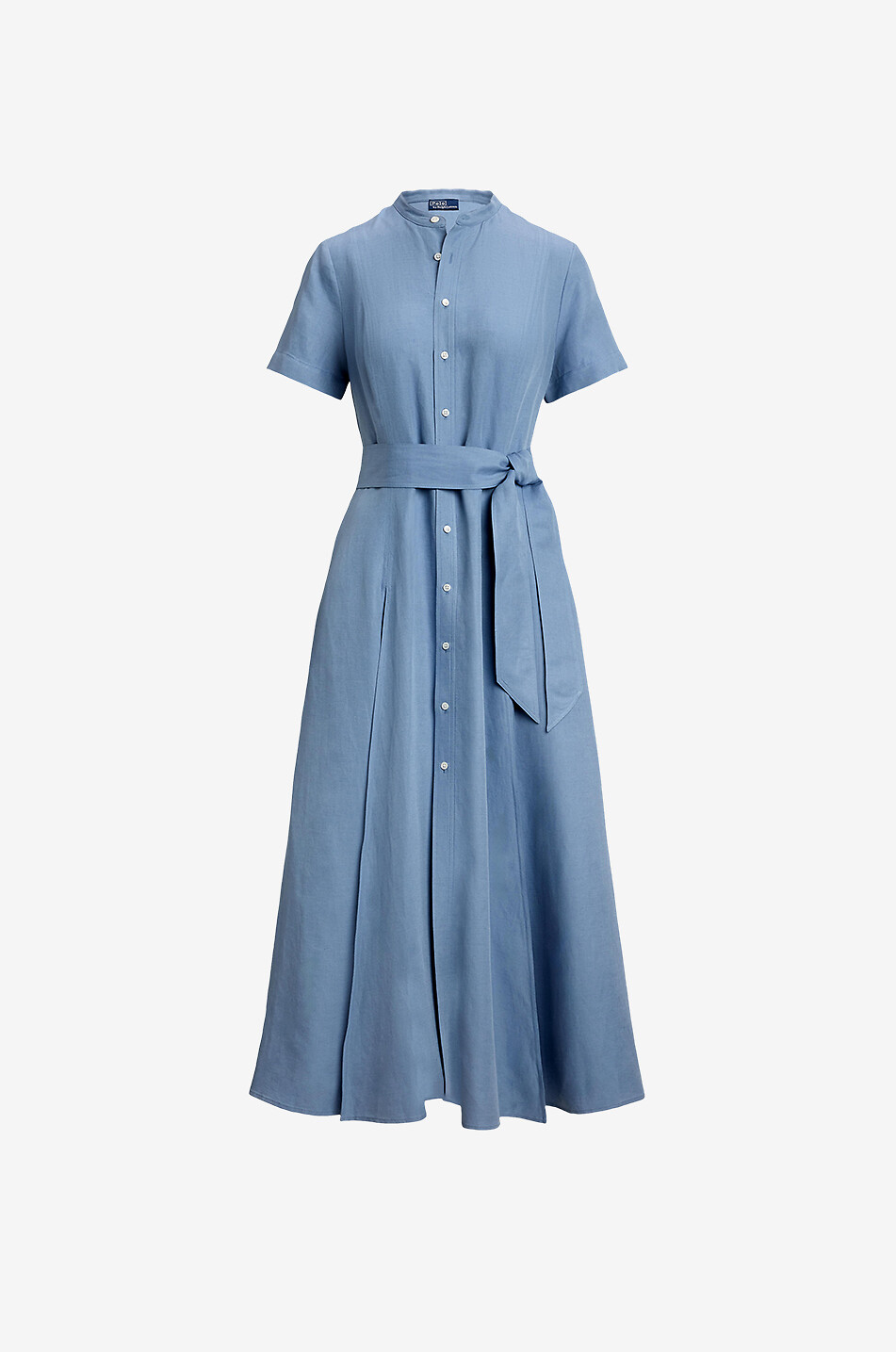 Silk blend A-line midi shirt dress