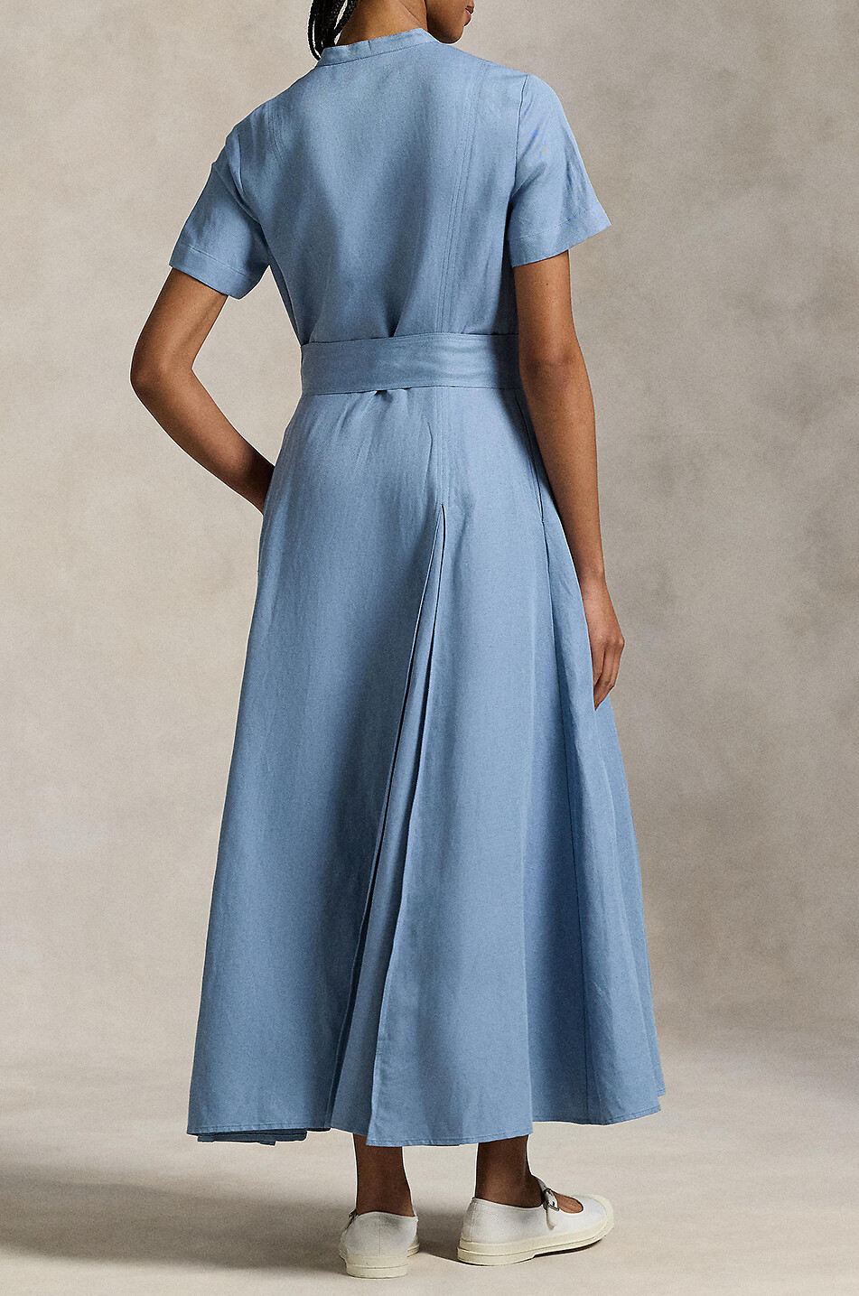 POLO RALPH LAUREN Silk blend A-line midi shirt dress Women LIGHT BLUE 3