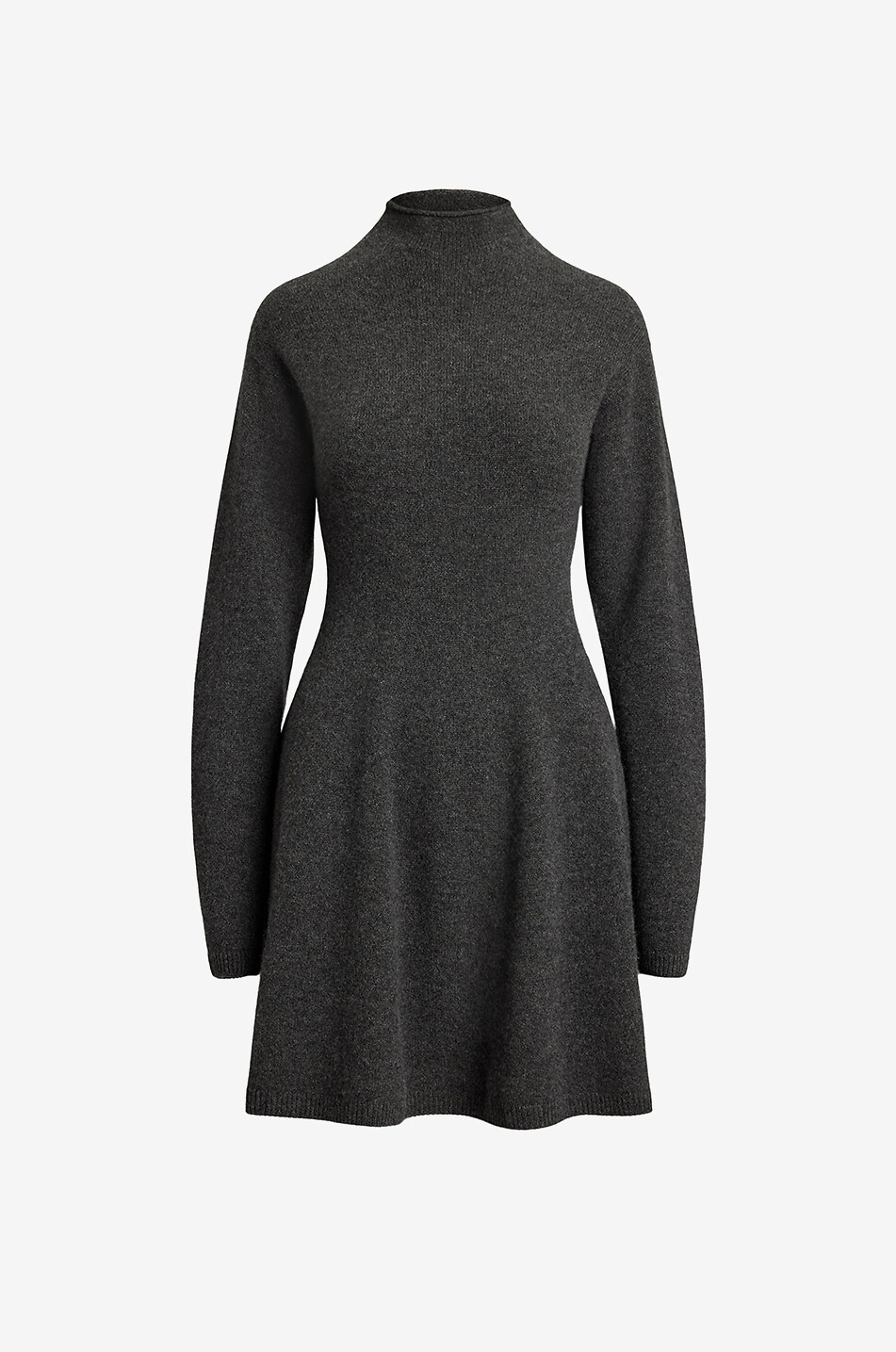 POLO RALPH LAUREN Funnel neck mini knit dress in cashmere Women DARK GREY 1