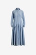Long drop-waist chambray shirt dress