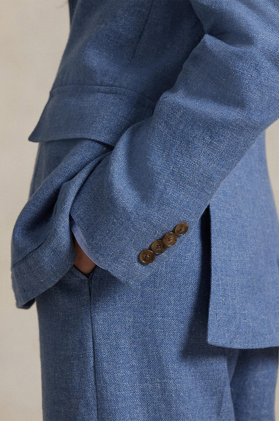 POLO RALPH LAUREN Einreihiger Baumwoll- und Leinentwill-Blazer Damen BLAU 5