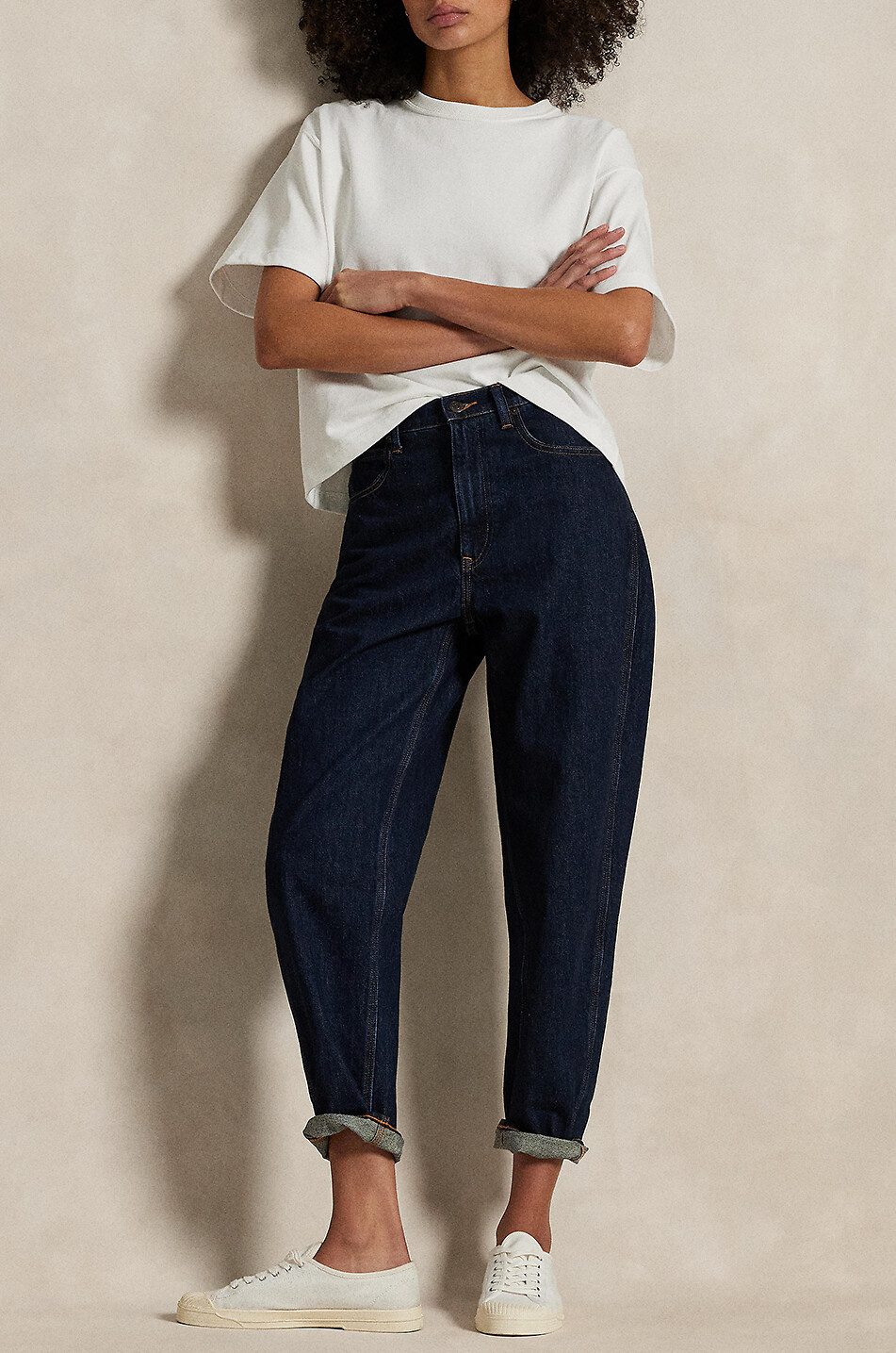 POLO RALPH LAUREN Curved Tapered Kelilah Wash dark-washed carrot jeans Women BLUE 2