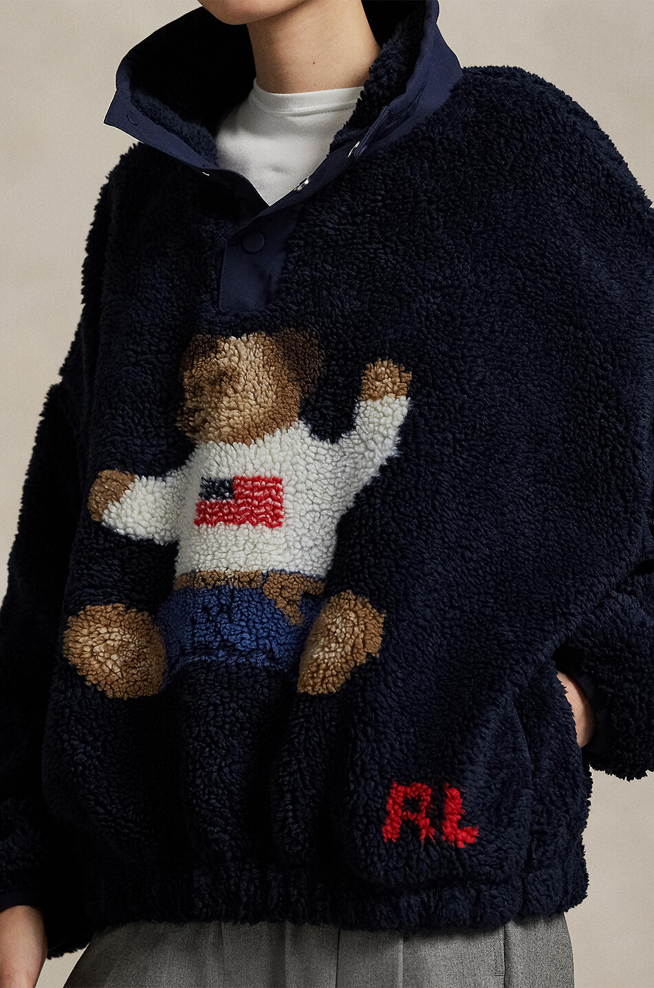 POLO RALPH LAUREN Polo Bear high-pile fleece mock neck sweatshirt Women DARK BLUE 8