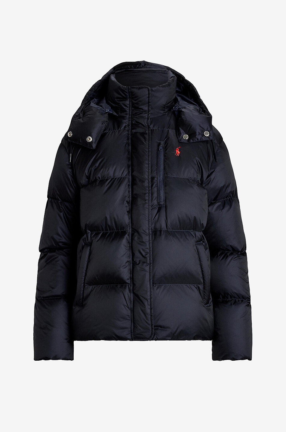 POLO RALPH LAUREN Wasserabweisende kurze Daunenjacke mit Kapuze Pony Damen DUNKELBLAU 1