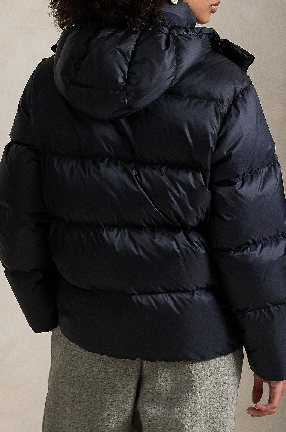 POLO RALPH LAUREN Wasserabweisende kurze Daunenjacke mit Kapuze Pony Damen DUNKELBLAU 3