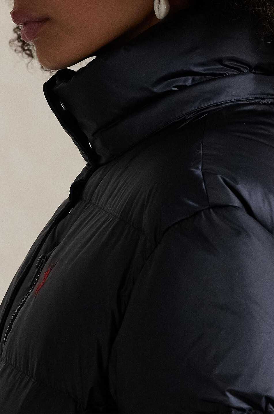 POLO RALPH LAUREN Wasserabweisende kurze Daunenjacke mit Kapuze Pony Damen DUNKELBLAU 5