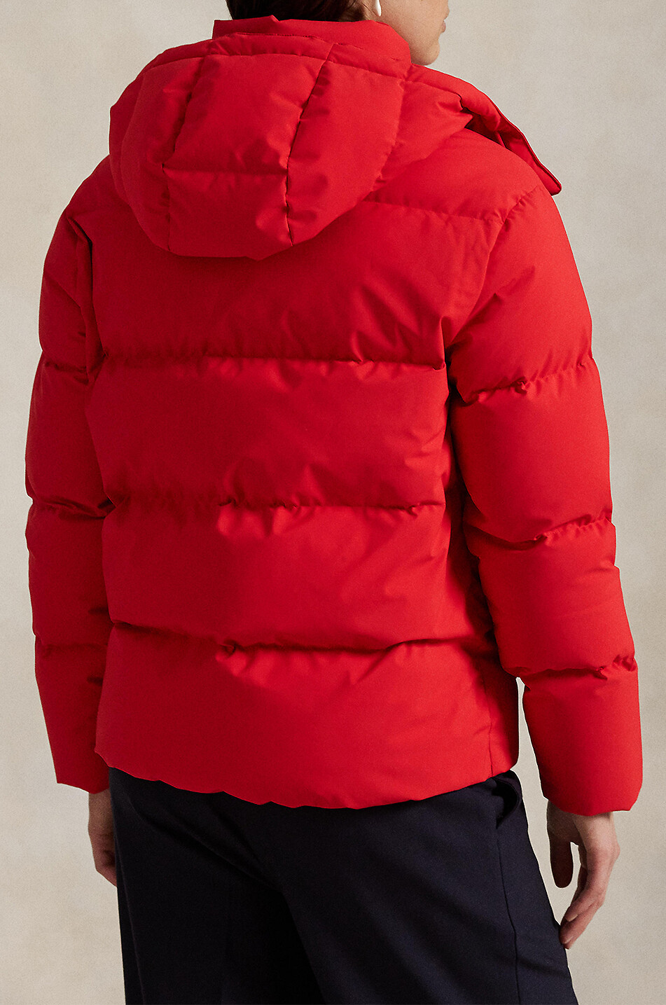 POLO RALPH LAUREN Wasserabweisende kurze Daunenjacke mit Kapuze Pony Damen ROT 5