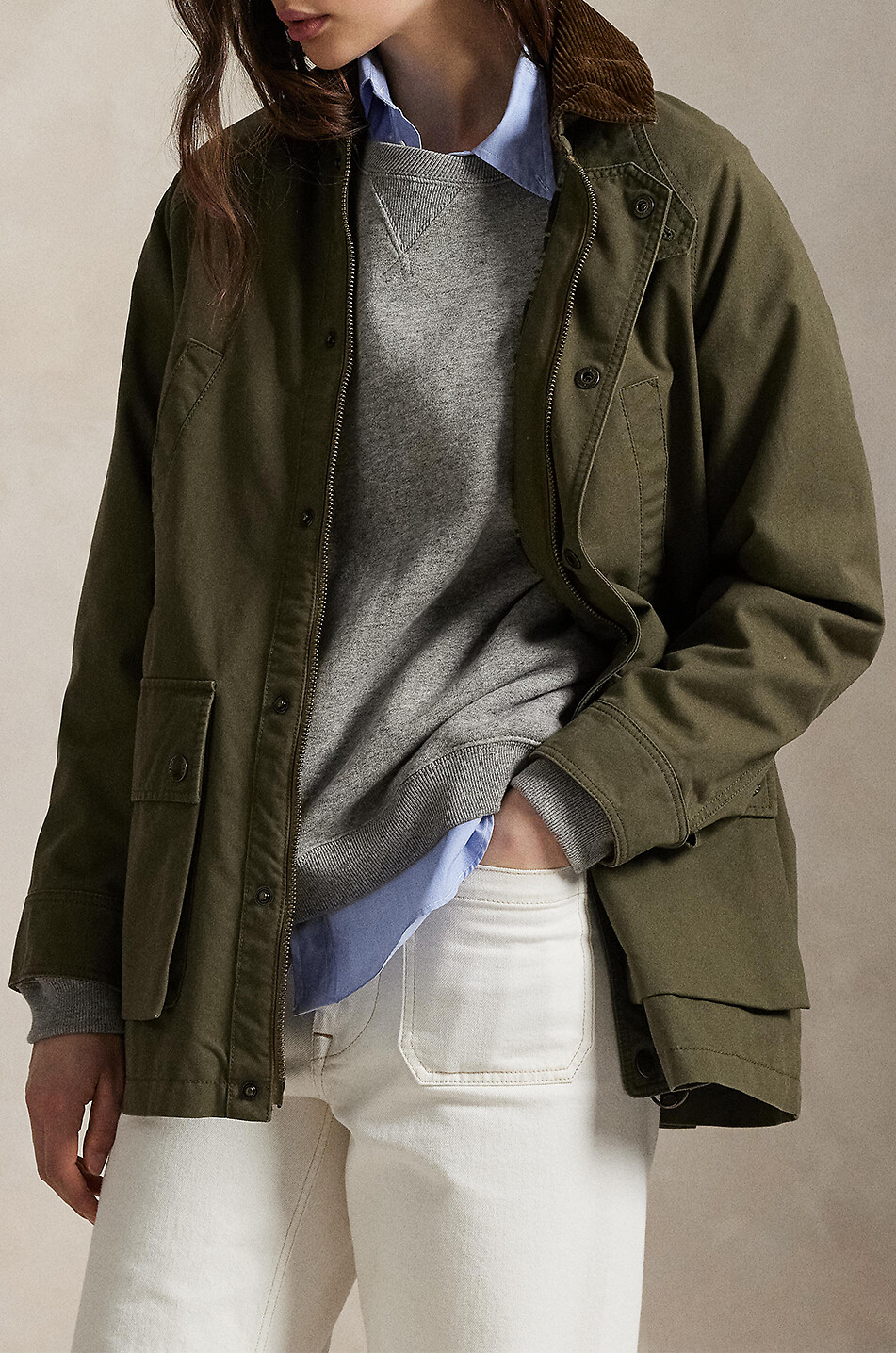 POLO RALPH LAUREN Leichter Baumwollcanvas-Parka Utility Damen KHAKI 2