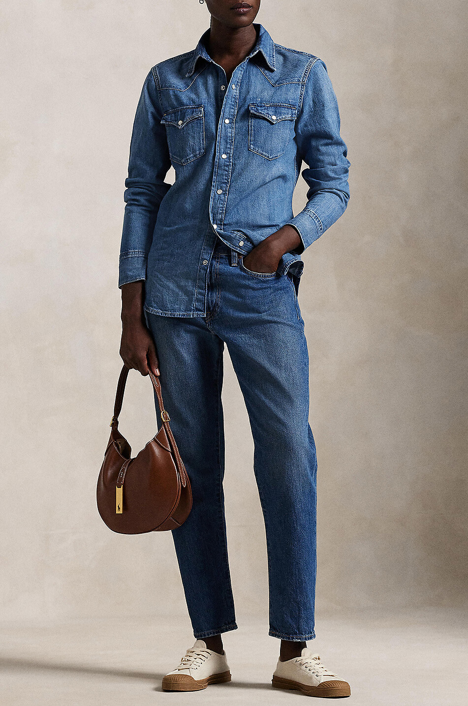 POLO RALPH LAUREN Tailliertes Jeanshemd Western Canaria Wash Damen BLAU 3
