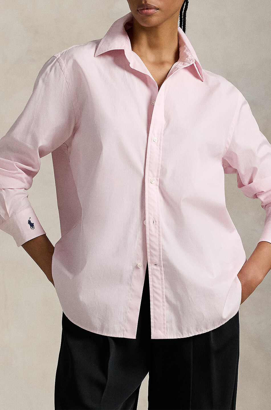 POLO RALPH LAUREN Pony oversize poplin shirt Women LIGHT PINK 2