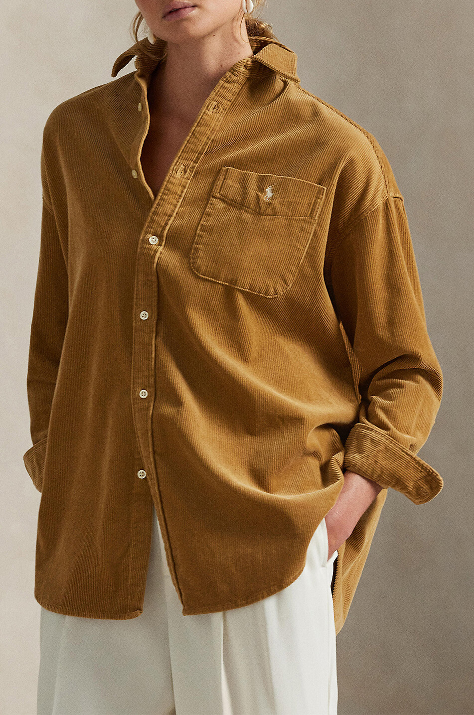 POLO RALPH LAUREN The Big corduroy oversize shirt Women CAMEL 2