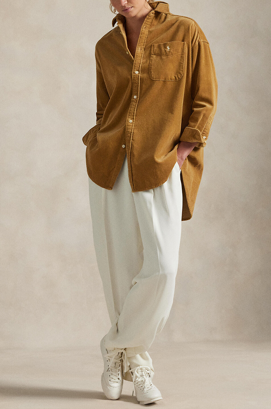 POLO RALPH LAUREN The Big corduroy oversize shirt Women CAMEL 6