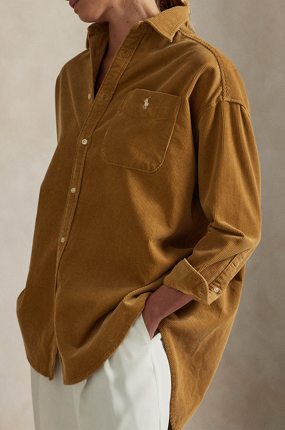 POLO RALPH LAUREN The Big corduroy oversize shirt Women CAMEL 8