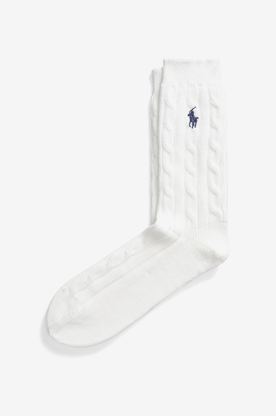 POLO RALPH LAUREN Zopfstrick-Baumwollsocken Pony Damen WEISS 1