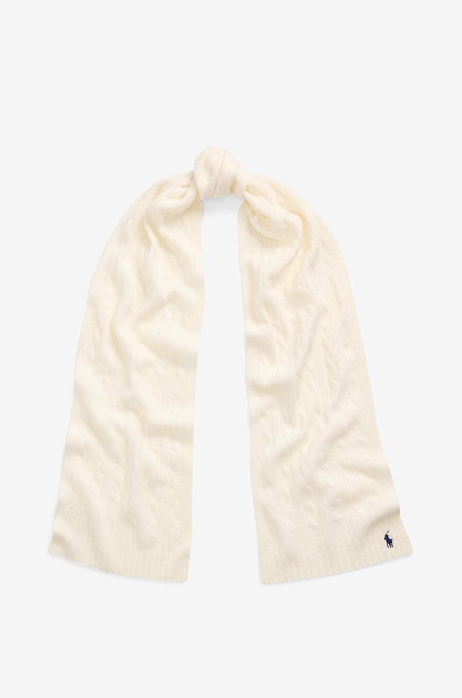 POLO RALPH LAUREN Écharpe en maille torsadée de laine et cachemire Pony Femme BLANC CASSE 2