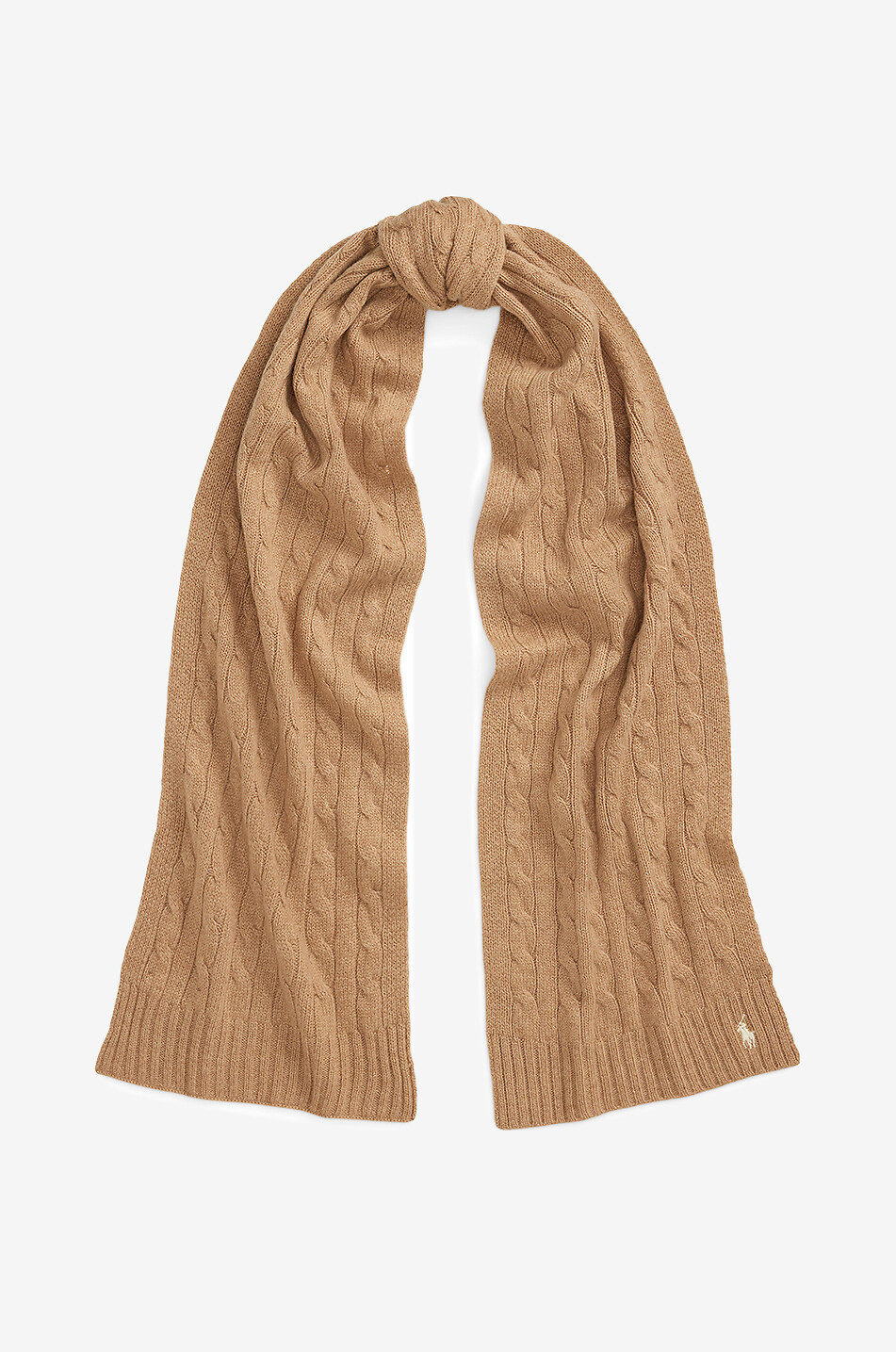 POLO RALPH LAUREN Écharpe en maille torsadée de laine et cachemire Pony Femme CAMEL 2