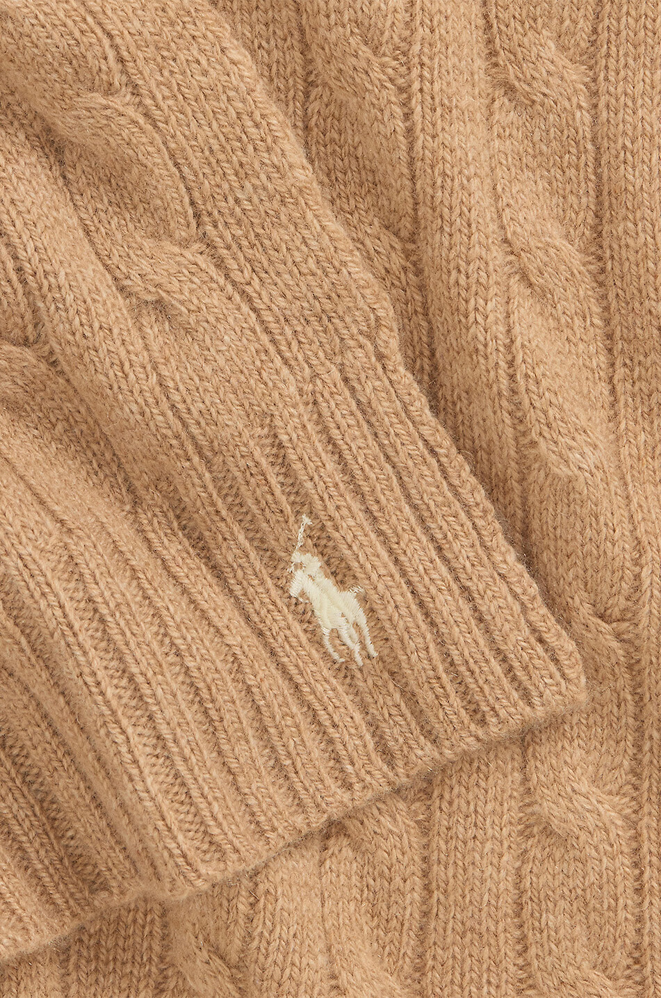 POLO RALPH LAUREN Écharpe en maille torsadée de laine et cachemire Pony Femme CAMEL 3