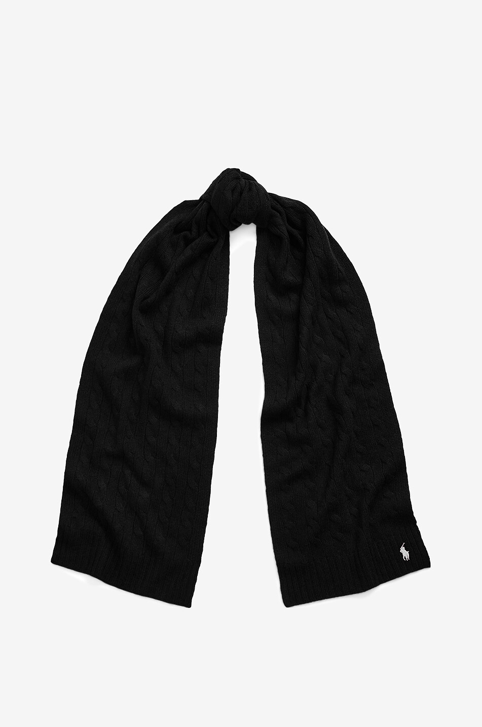 POLO RALPH LAUREN Écharpe en maille torsadée de laine et cachemire Pony Femme NOIR 2