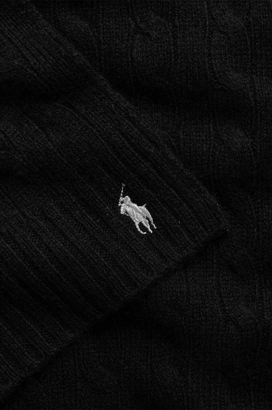 POLO RALPH LAUREN Écharpe en maille torsadée de laine et cachemire Pony Femme NOIR 3