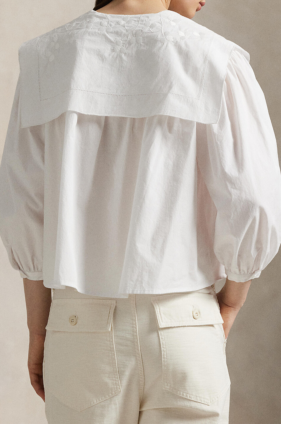 POLO RALPH LAUREN Boxy-Baumwollhemd mit besticktem Pattenlatz Damen WEISS 3