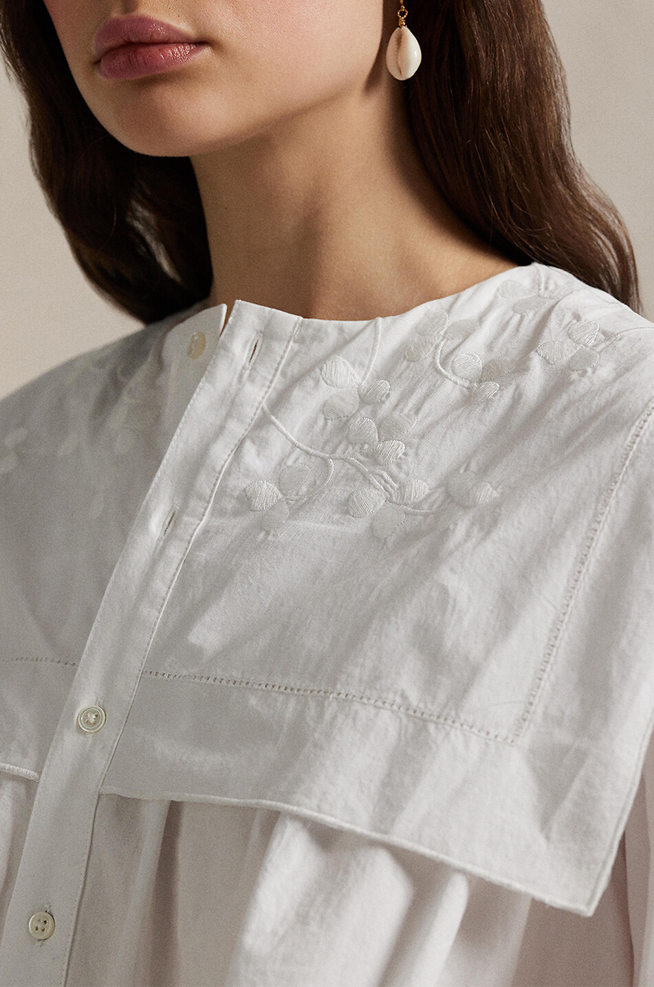 POLO RALPH LAUREN Boxy-Baumwollhemd mit besticktem Pattenlatz Damen WEISS 4