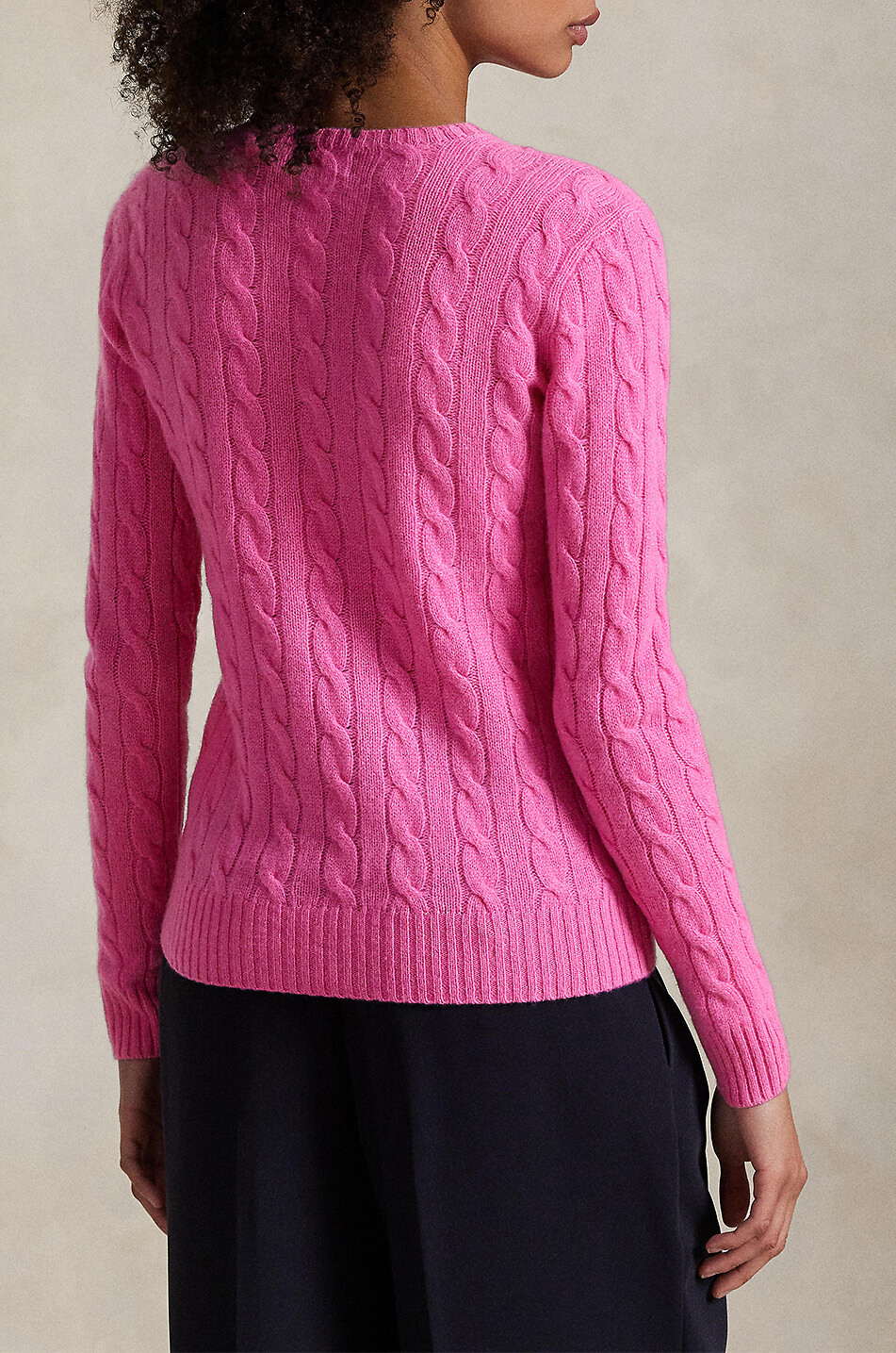 POLO RALPH LAUREN Rundhals-Zopfstrickpullover aus Wolle und Kaschmir Pony Damen ROSA 3