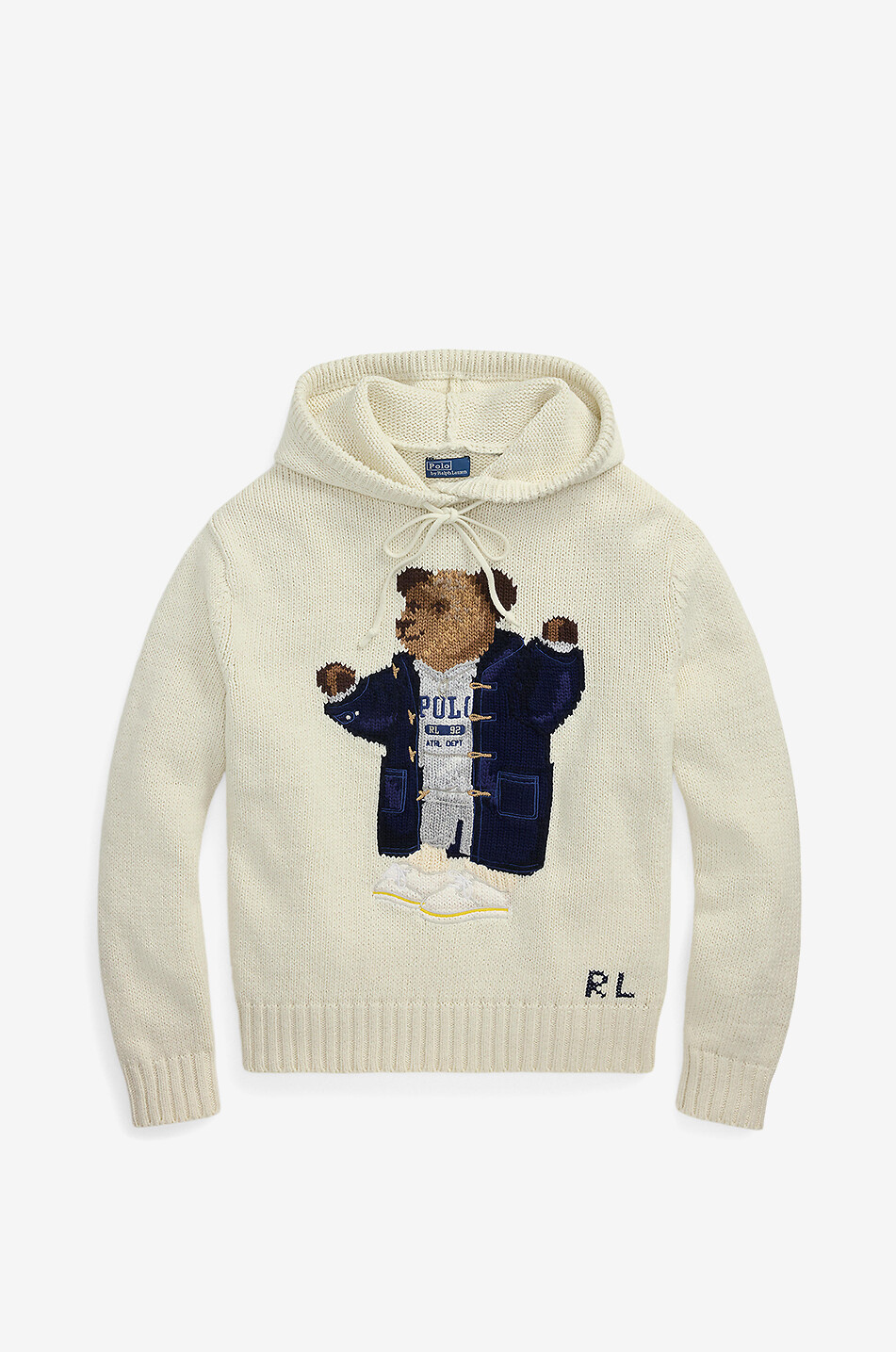 POLO RALPH LAUREN Pull à capuche en coton et lin Polo Bear Femme BLANC CASSE 1