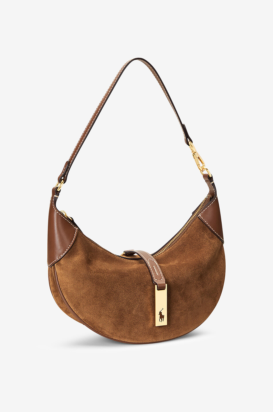POLO RALPH LAUREN Schultertasche aus Wild- und Glattleder Polo ID Mini Damen KAMELFARBEN 2