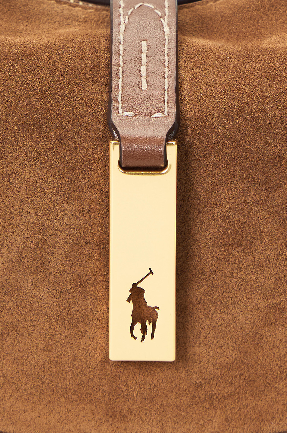 POLO RALPH LAUREN Schultertasche aus Wild- und Glattleder Polo ID Mini Damen KAMELFARBEN 7