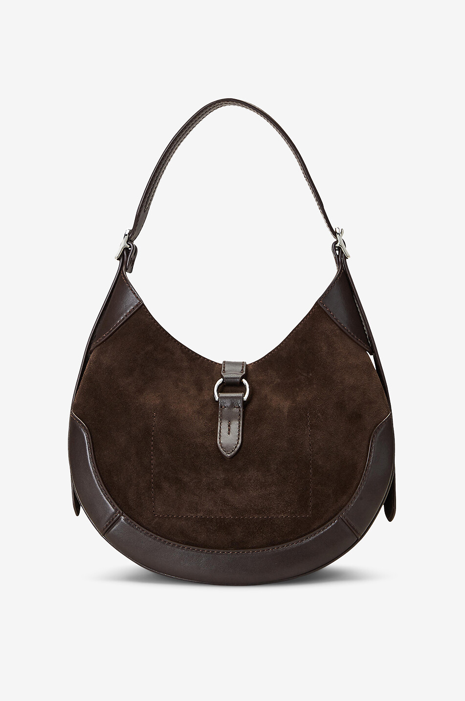 POLO RALPH LAUREN Schultertasche aus Wild- und Glattleder Polo ID Small Damen DUNKELBRAUN 5