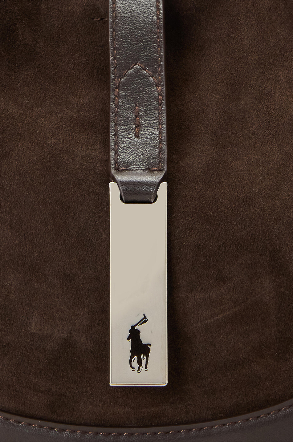 POLO RALPH LAUREN Schultertasche aus Wild- und Glattleder Polo ID Small Damen DUNKELBRAUN 7