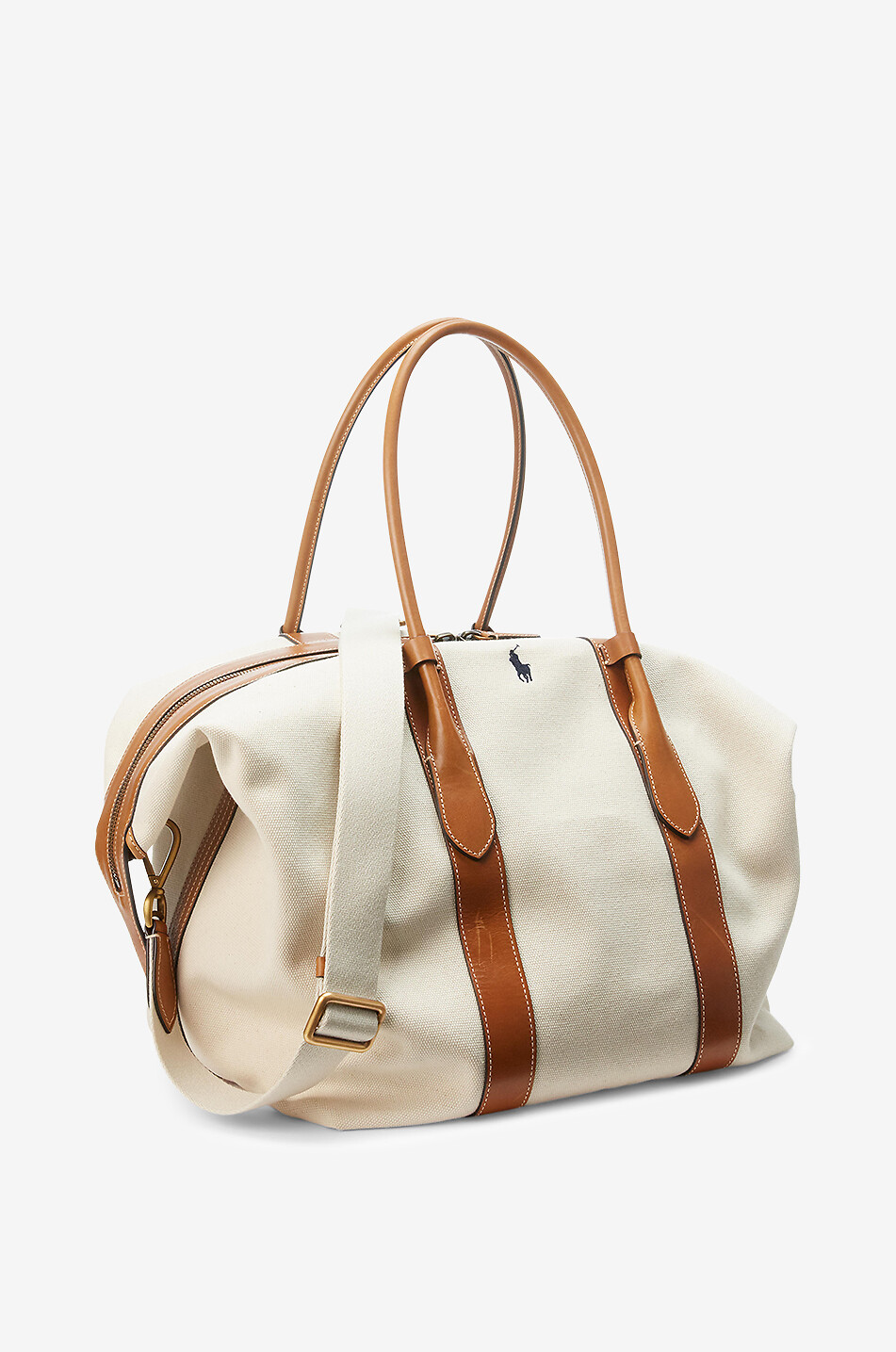 POLO RALPH LAUREN Belport Extra-Large canvas and leather tote bag Women EGGSHELL 2