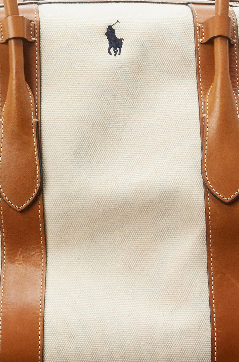 POLO RALPH LAUREN Belport Extra-Large canvas and leather tote bag Women EGGSHELL 6