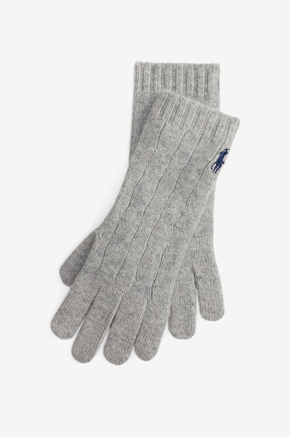 POLO RALPH LAUREN Gants en maille torsadée de laine et cachemire Pony Femme GRIS 1
