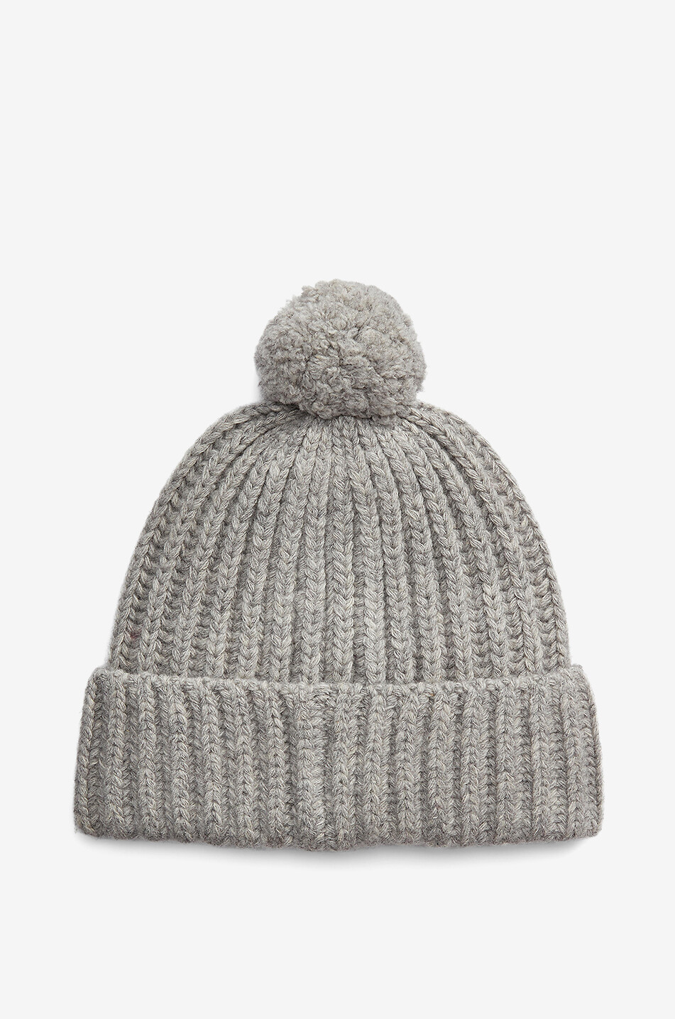 POLO RALPH LAUREN Bonnet côtelé brodé en laine à pompon Polo Bear Femme GRIS 2