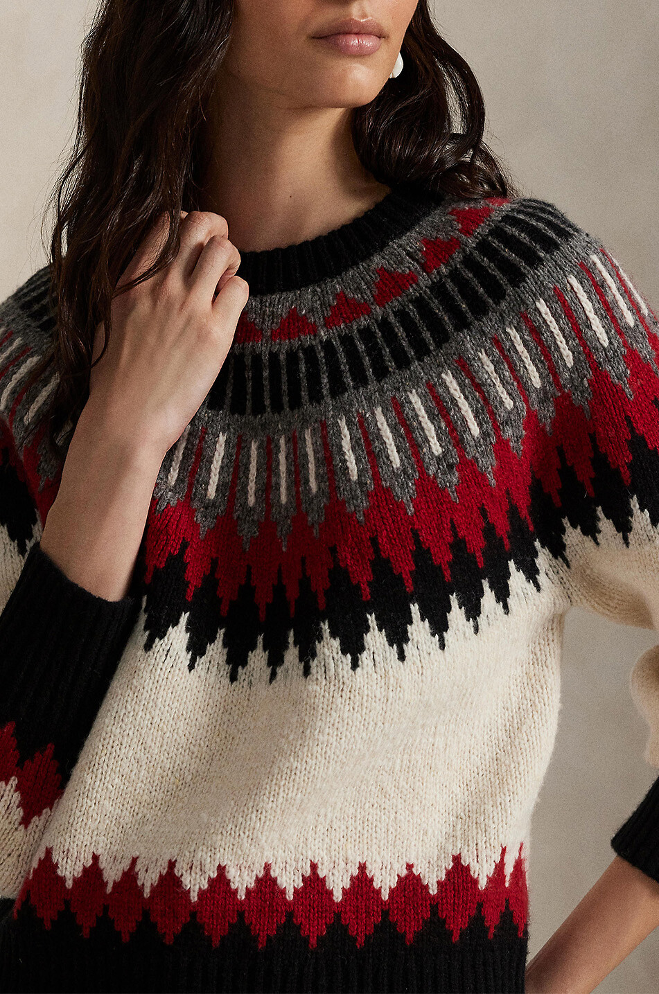 Geometric pattern wool blend jacquard jumper - POLO RALPH LAUREN ...