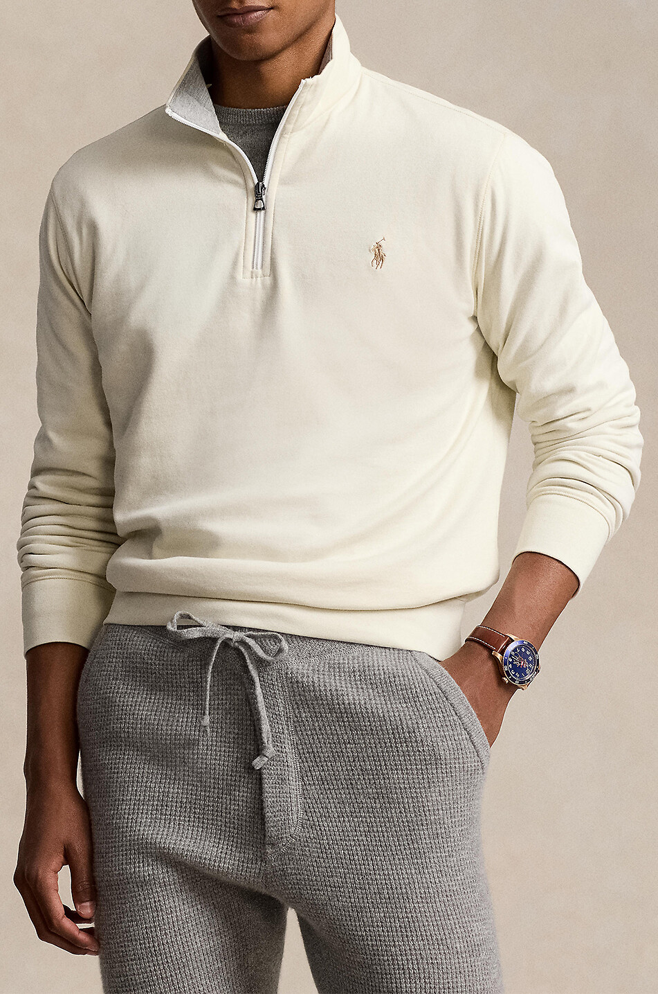 POLO RALPH LAUREN Pony half-zip jersey top Men EGGSHELL 2