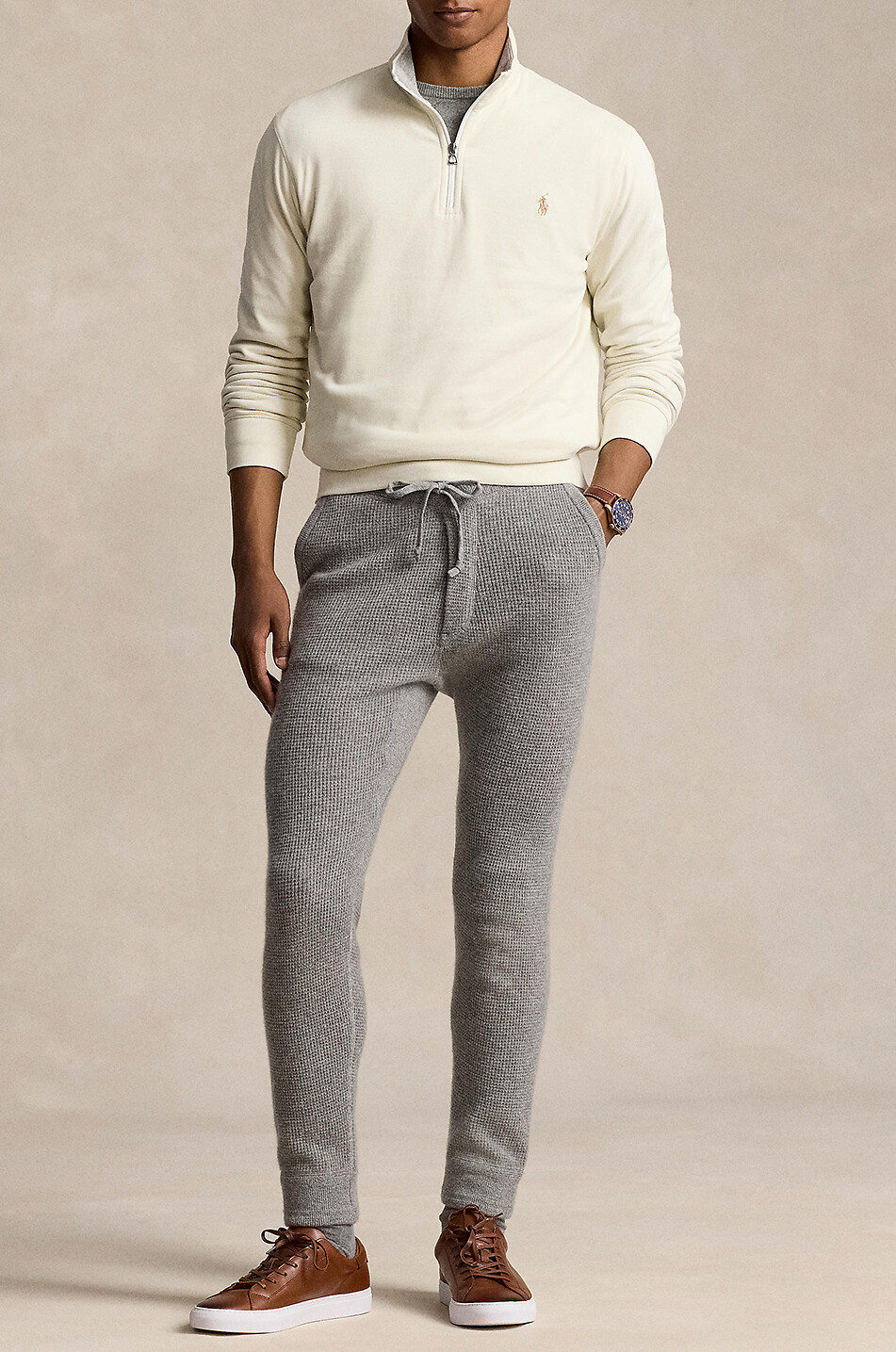 POLO RALPH LAUREN Pony half-zip jersey top Men EGGSHELL 4