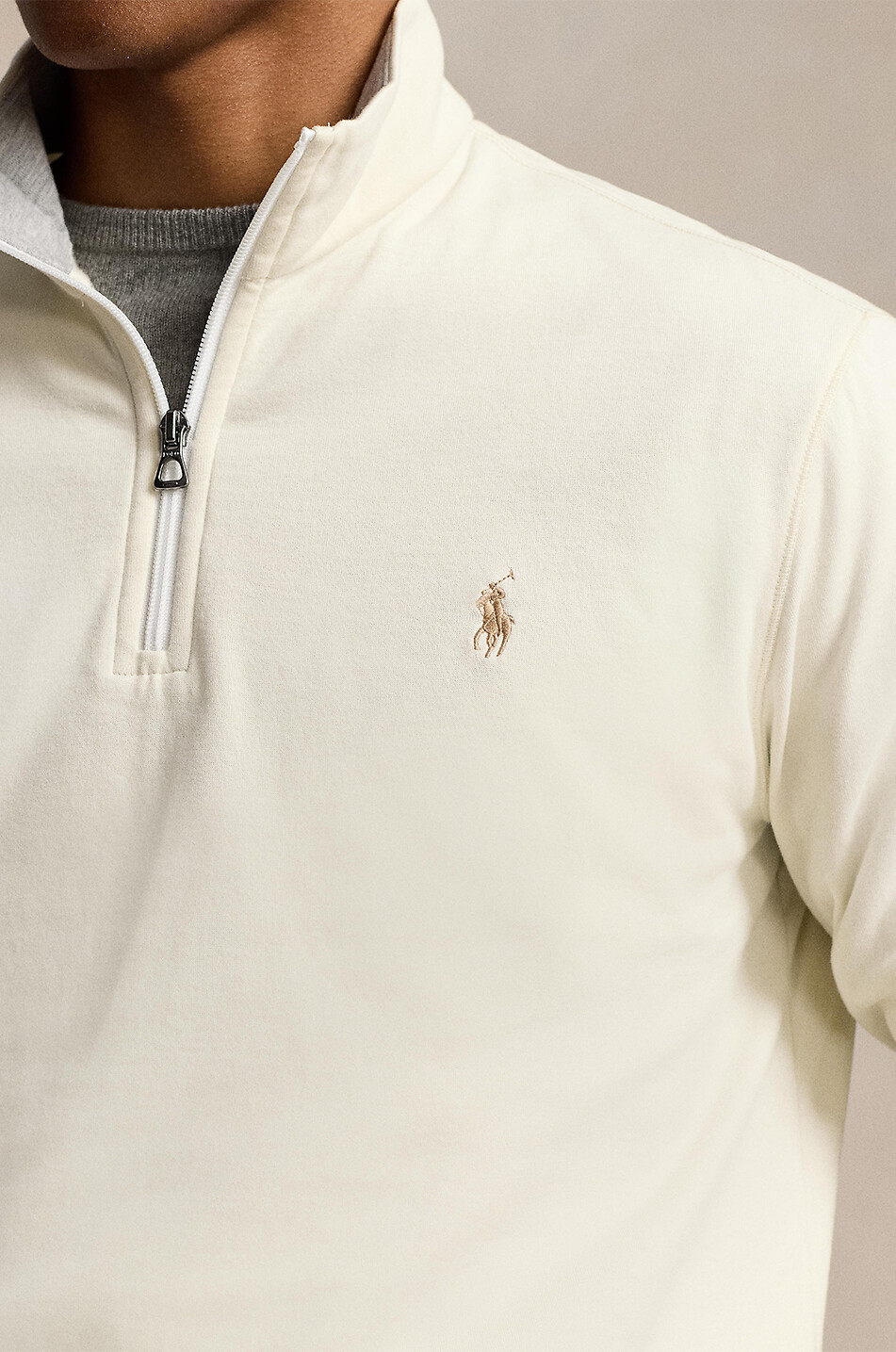 POLO RALPH LAUREN Pony half-zip jersey top Men EGGSHELL 5