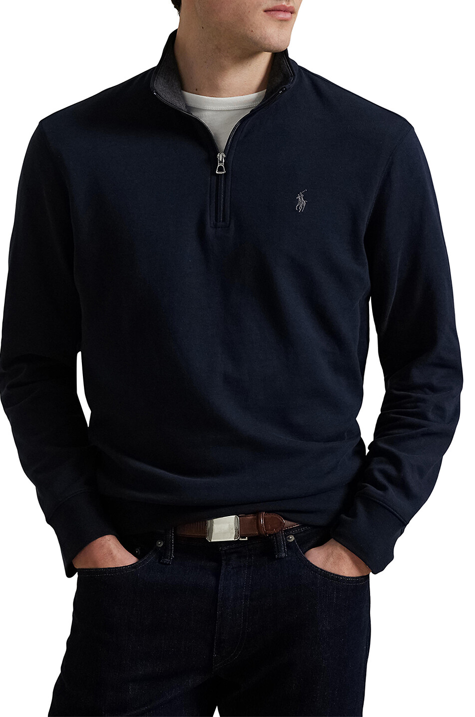 POLO RALPH LAUREN Pony half-zip jersey top Men DARK BLUE 2