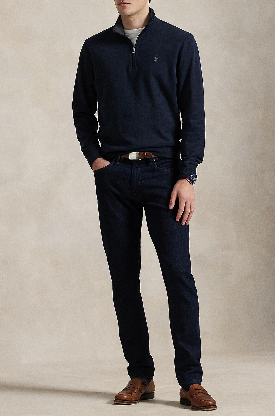 POLO RALPH LAUREN Pony half-zip jersey top Men DARK BLUE 4