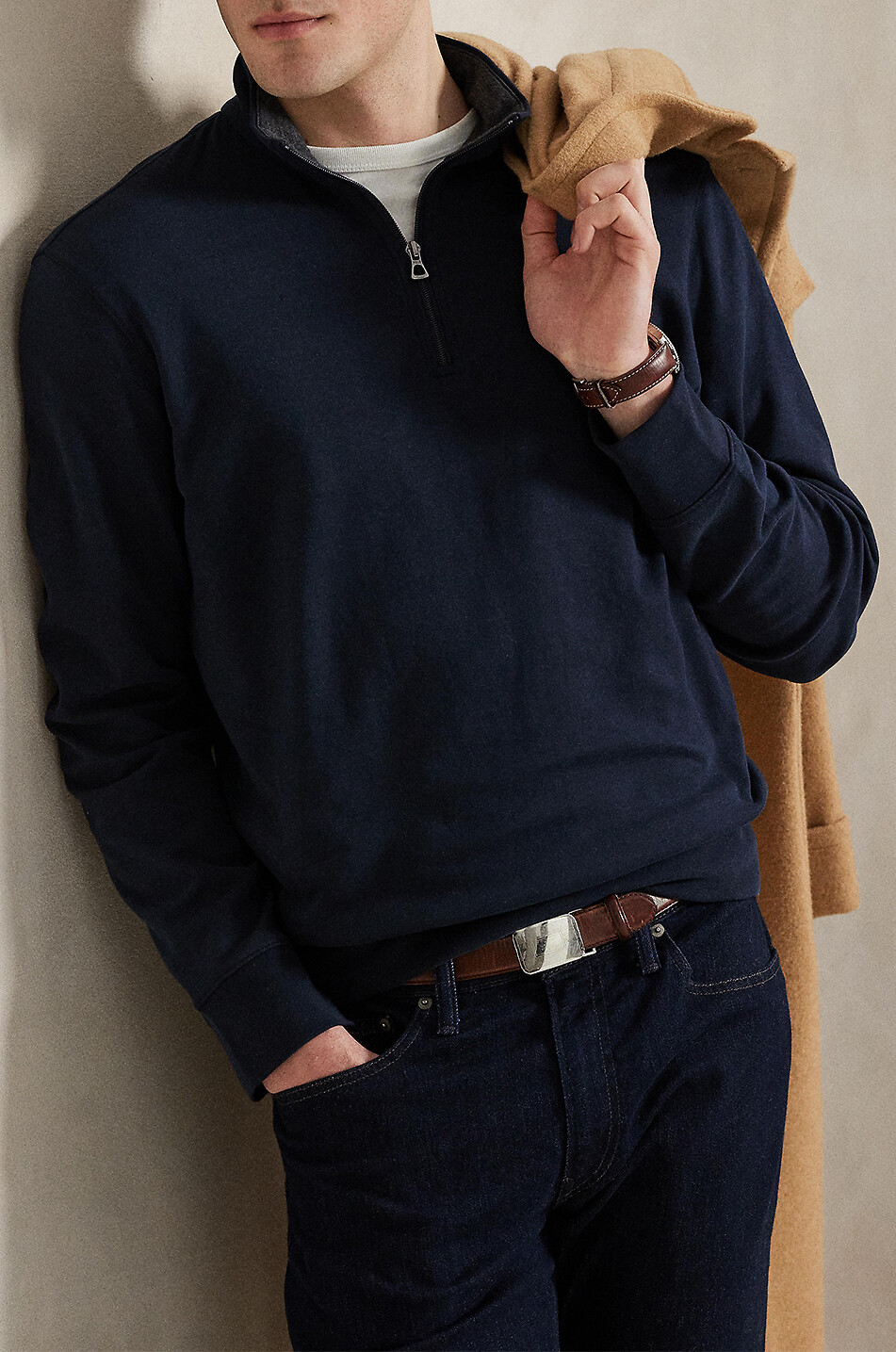 POLO RALPH LAUREN Pony half-zip jersey top Men DARK BLUE 6