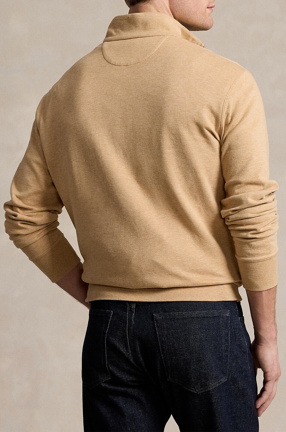 POLO RALPH LAUREN Pony half-zip jersey top Men CAMEL 3