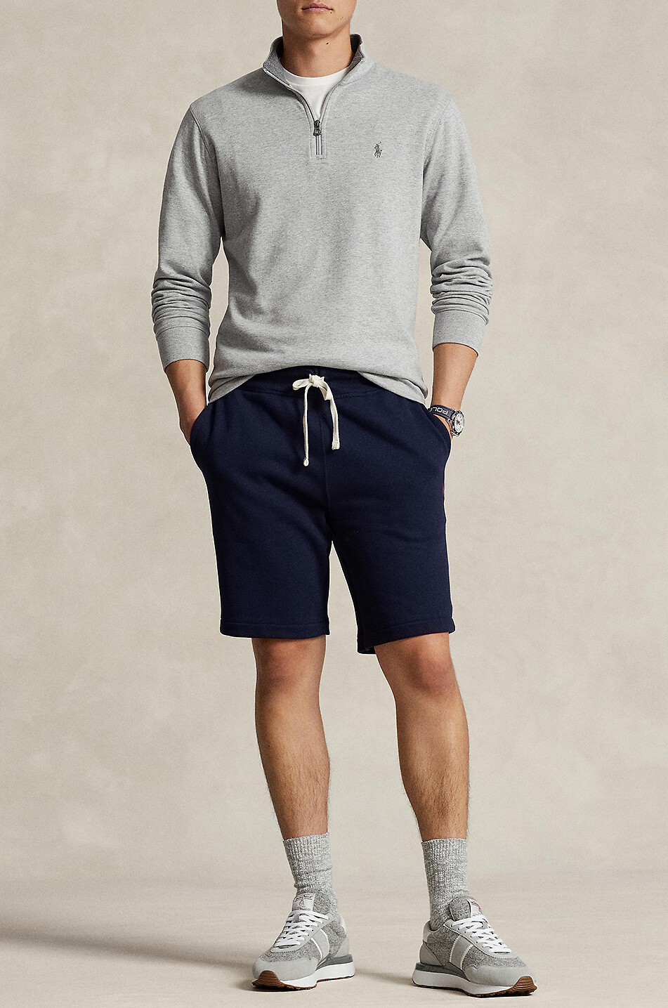 POLO RALPH LAUREN Pony half-zip jersey top Men LIGHT GREY 4